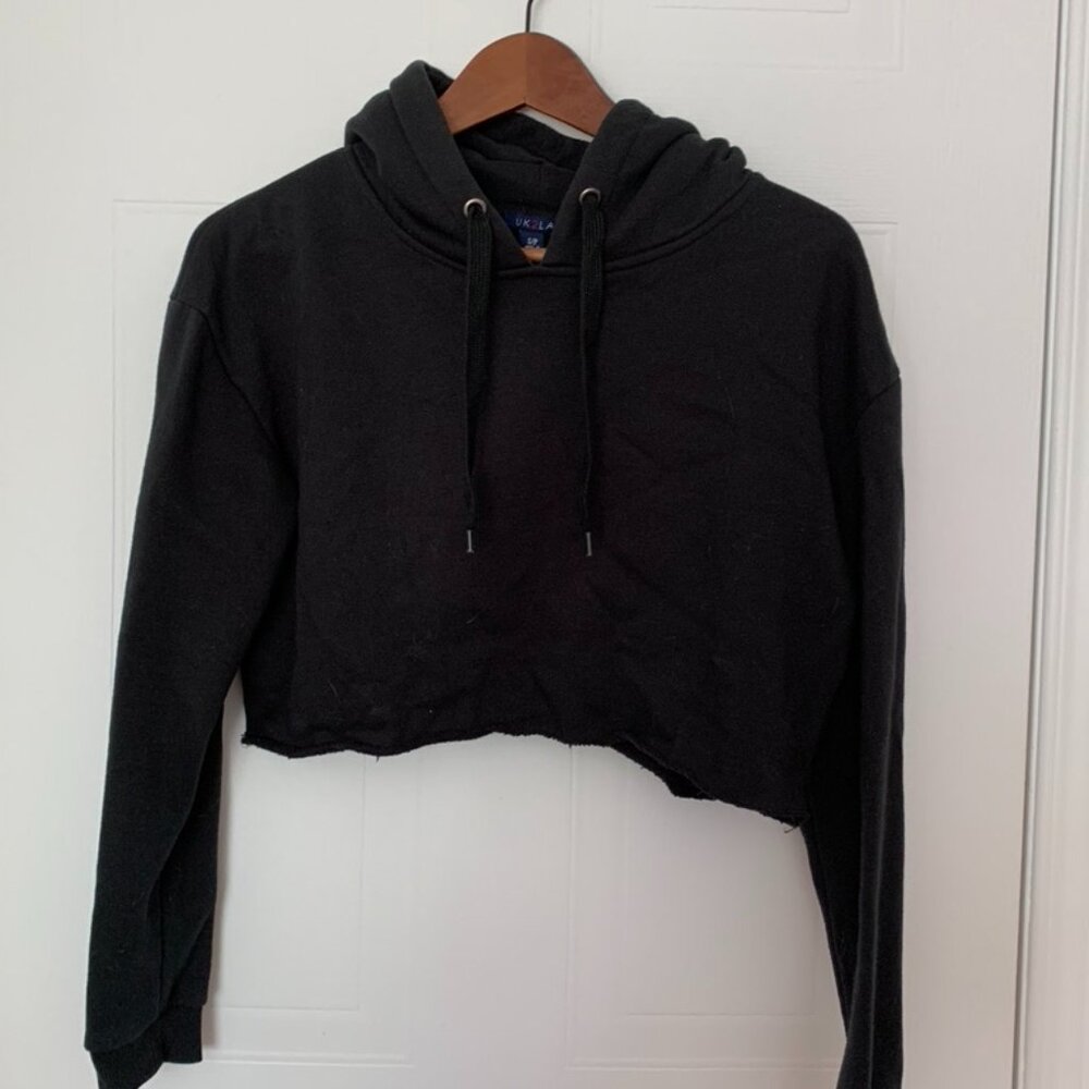 Cropped black hoodie